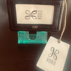 HOBO Black Leather ID Holder with zipper pocket